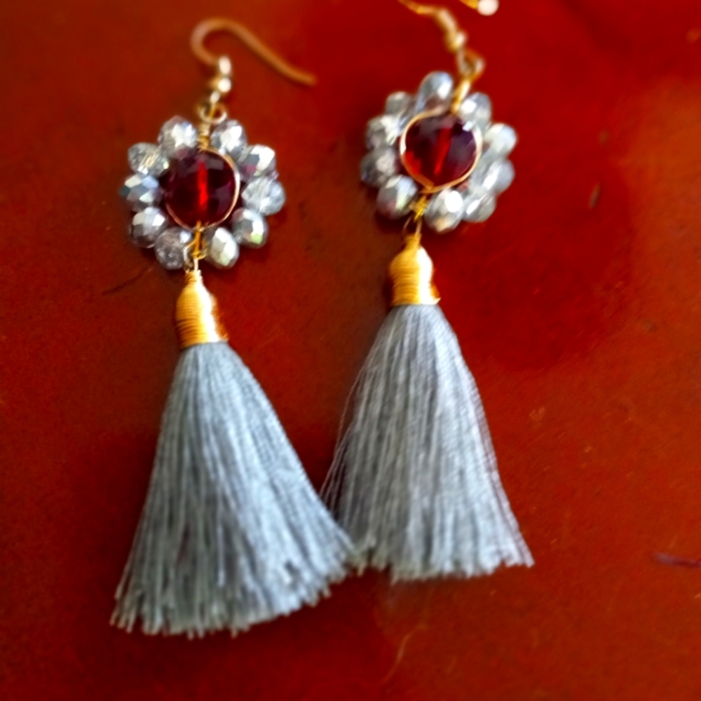 Beaded, Tassel, Dangle Earrings